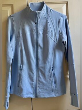 🍒LULULEMON sz 12 DEFINE Jacket BLUE LINEN Pastel Blue Daydream *LUON